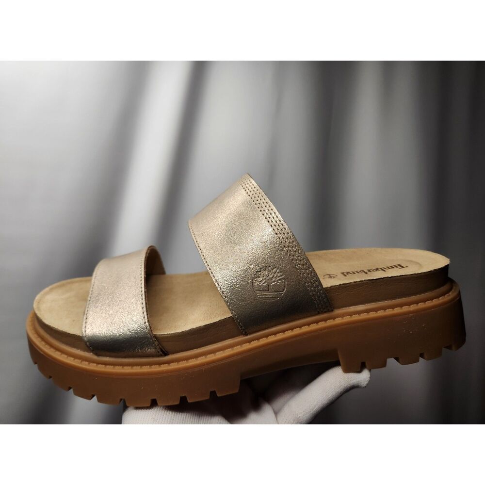 Timberland Clairemont Way Slide Sandal Women's 9.5 Gold Metallic